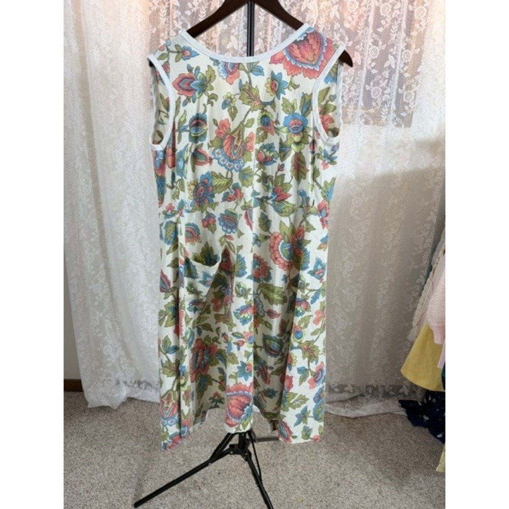 Vintage 70's Komar Floral Paisley Sleeveless House Dress Duster Front Tie Small
